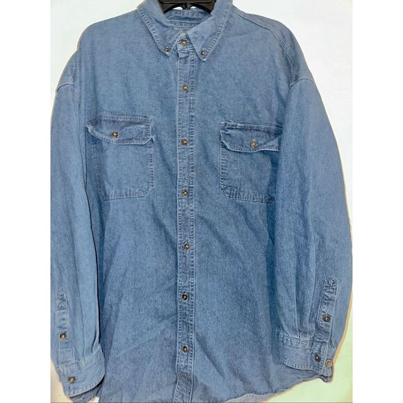 VTG Key Cowboy Work Shirt 3XL Regular Blue Denim button Long Sleeve - Picture 1 of 5